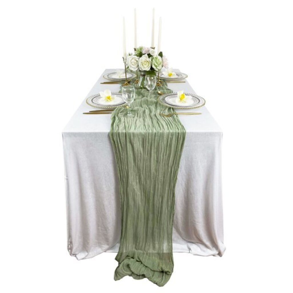 BEIGE COTTON LINEN/CHEESECLOTH TABLE RUNNER