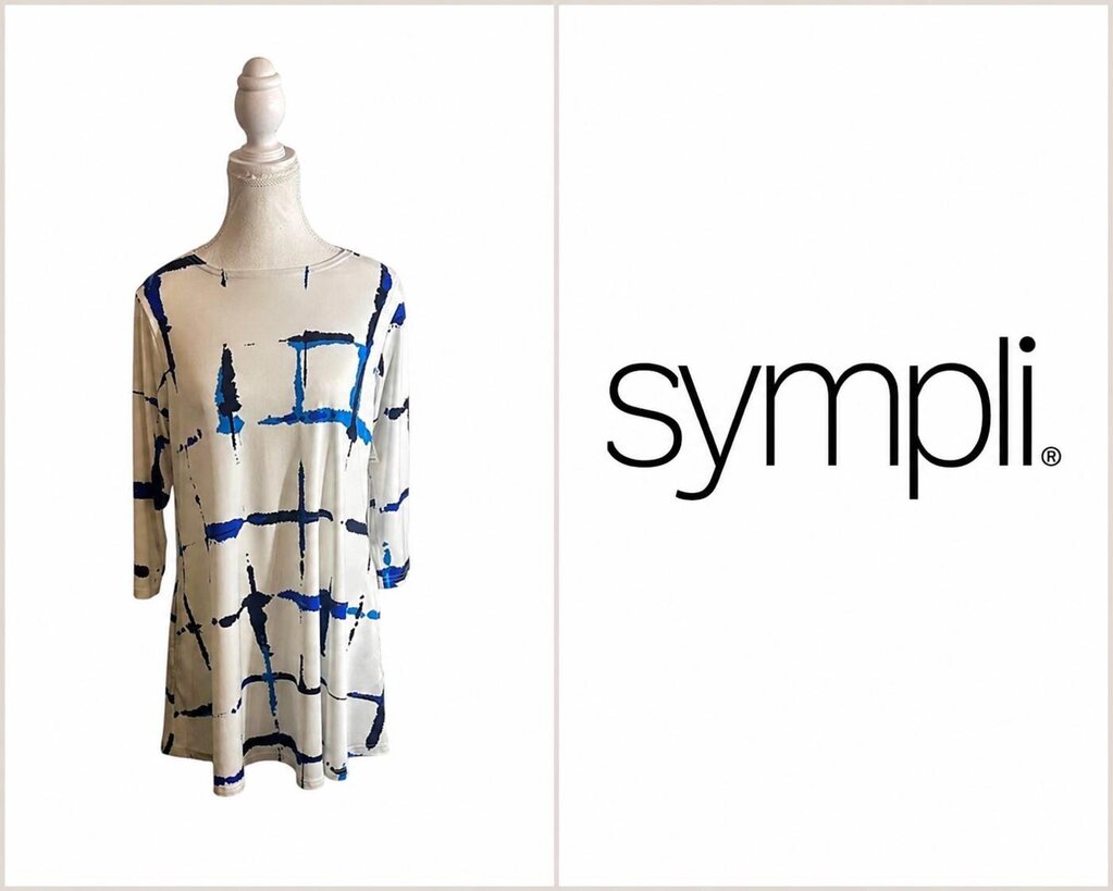 SYMPLI Canada Abstract Print Tunic Dress ~ Size 8 ~ Made in Canada