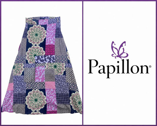 PAPILLON Patchwork Print Maxi Skirt Boho ~ Size Medium