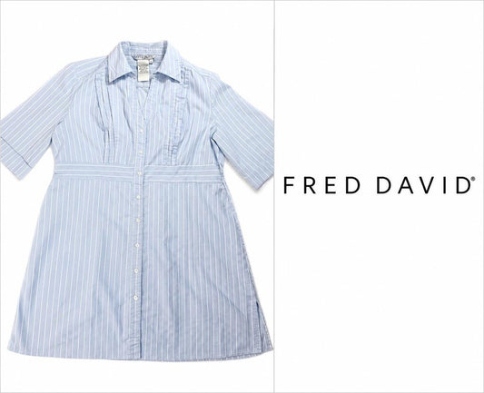 FRED DAVID Blue & White Stripe Shirt Dress Tunic ~ XL