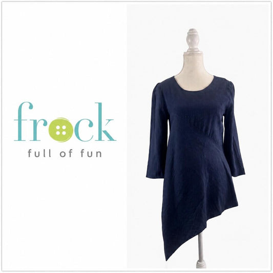 FROCKFUL OF FUNK Navy Asymmetrical Tunic Top Size 6 Made in Canada