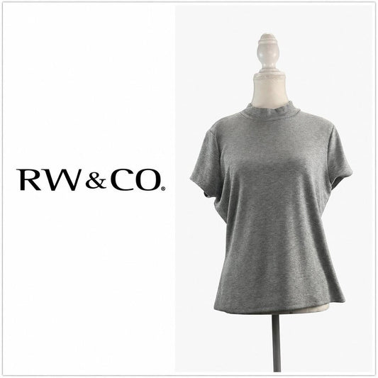 RW&CO. Grey Mock Neck Short Sleeve Knit Top ~XL
