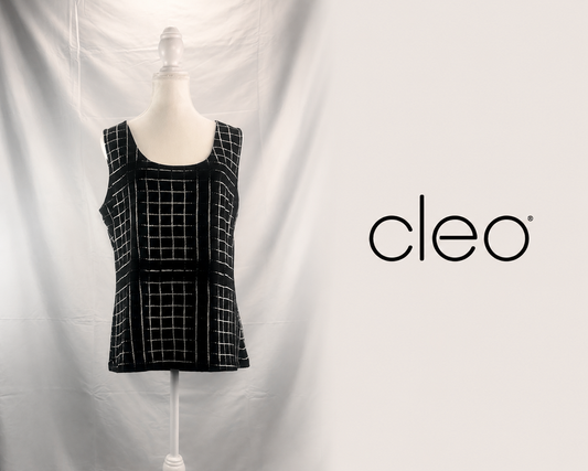 CLEO Sleeveless Grid Print Shell Top ~ Large