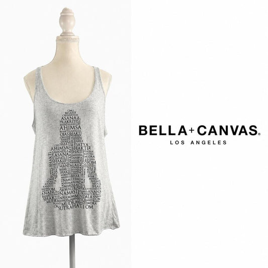 BELLA + CANVAS "Bella Yoga" Heather Grey Graphic Racerback Tank - Large