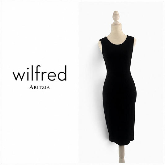 WILFRED Black Open-Back Bodycon Midi Dress - Small