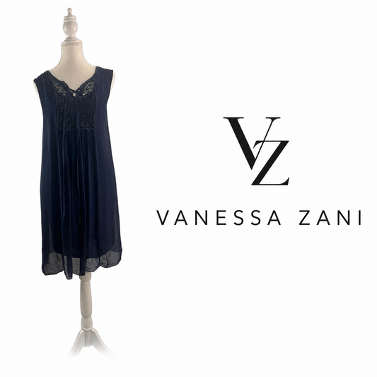 VANESSA ZANI Zani Made in Italy Navy Sleeveless Dress - Small - NWT