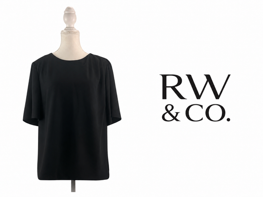 RW&CO. Black Short Sleeve Blouse ~ Large