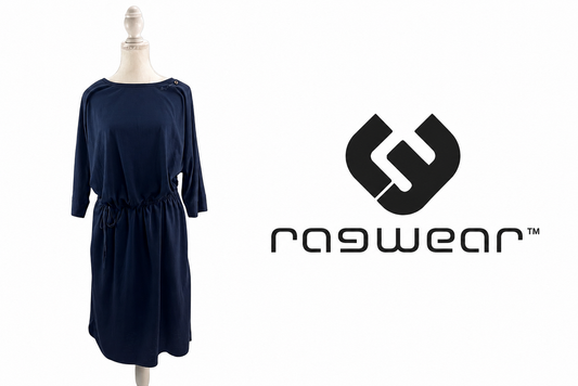 RAGWEAR Navy Blue Drawstring Waist Midi Dress Women's XL