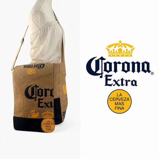 CORONA Extra Upcycled Burlap Messenger Bag