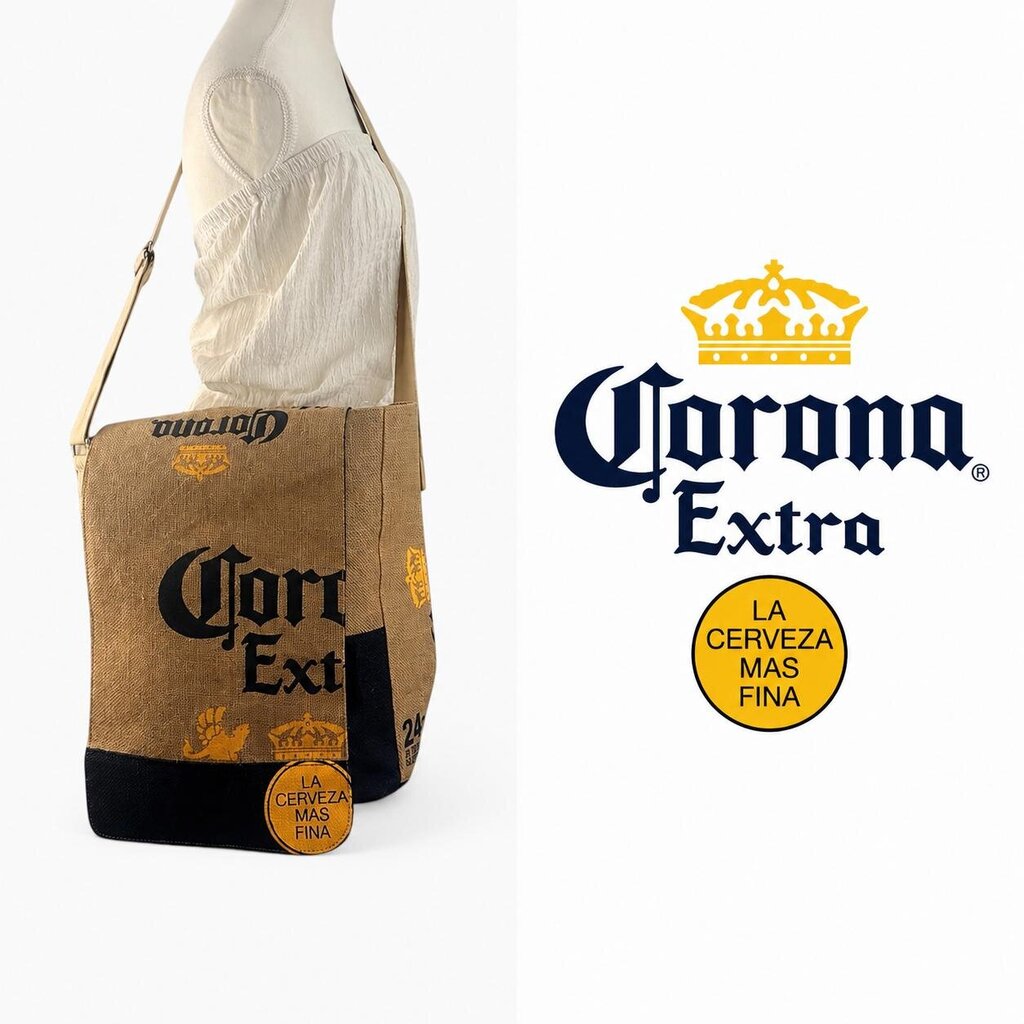 CORONA Extra Upcycled Burlap Messenger Bag