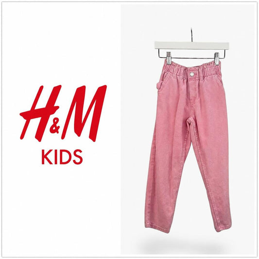 H&M Kids Pink Paperbag Waist Jeans - Size 6-7 Years (6T)