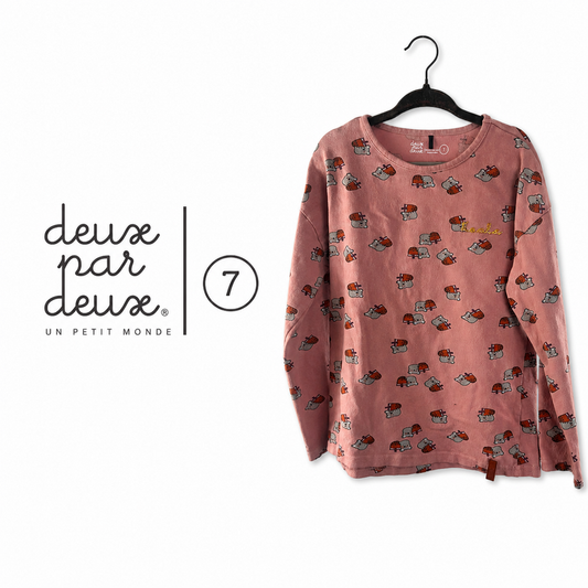 DEUX PAR DEUX Girls Long Sleeve Graphic Top - Size 7