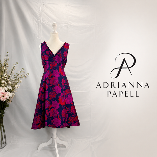 ADRIANNA PAPELL Floral Fit & Flare Cocktail Dress - Size 14