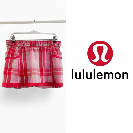 LULULEMON Pace Rival Skirt | Pink Plaid Tennis & Golf Skort | Size 8