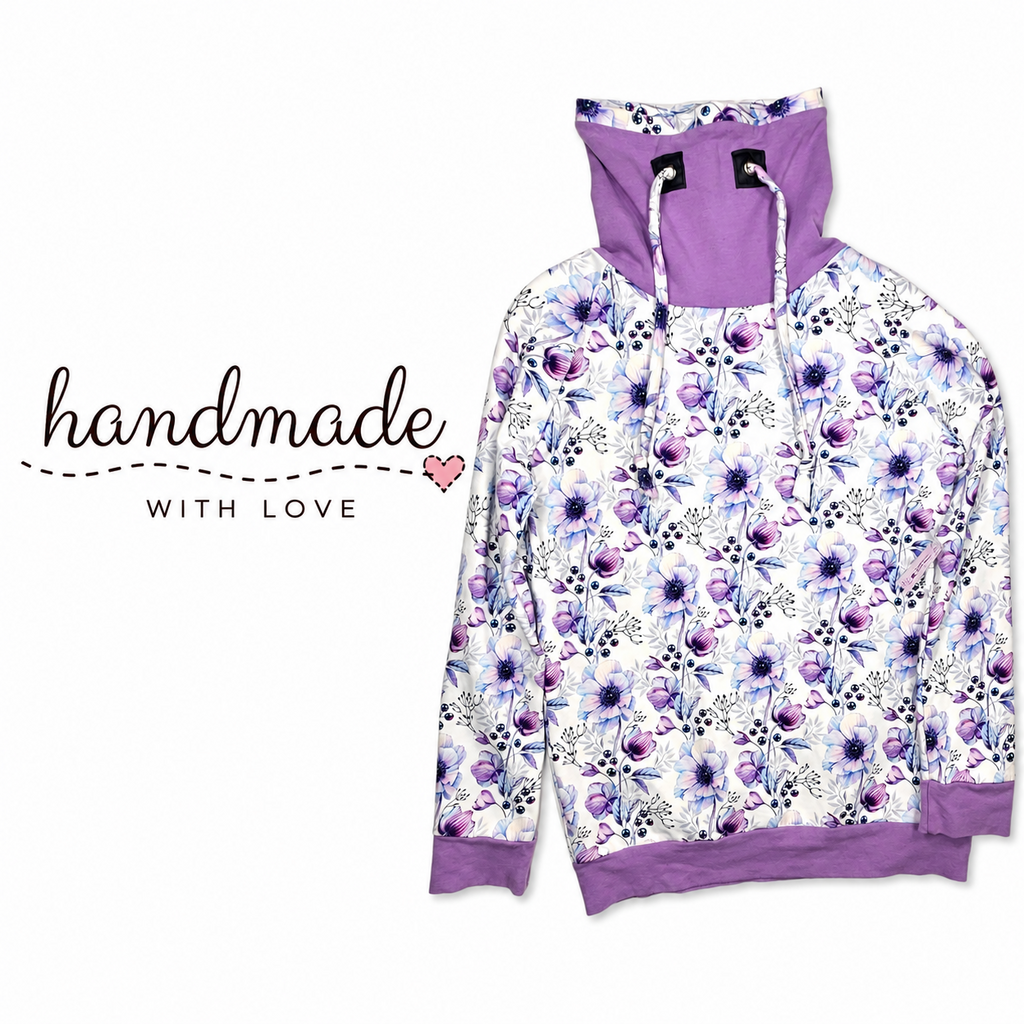HANDMADEKids Floral Hoodie Purple White Size 8-10