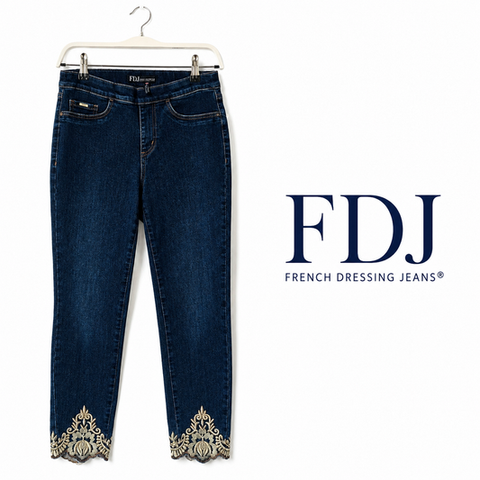 FDJ French Dressing Embroidered Hem Pull-On Skinny Jeans Women's Size 4
