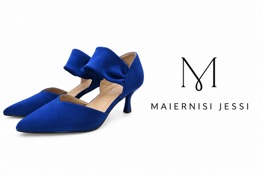 ROYAL Blue Pointed-Toe Kitten Heel Pumps - Size 9.5