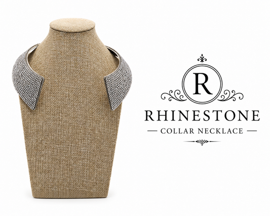 Silver /Rhinestone Statement Collar Necklace Costume Jewelry
