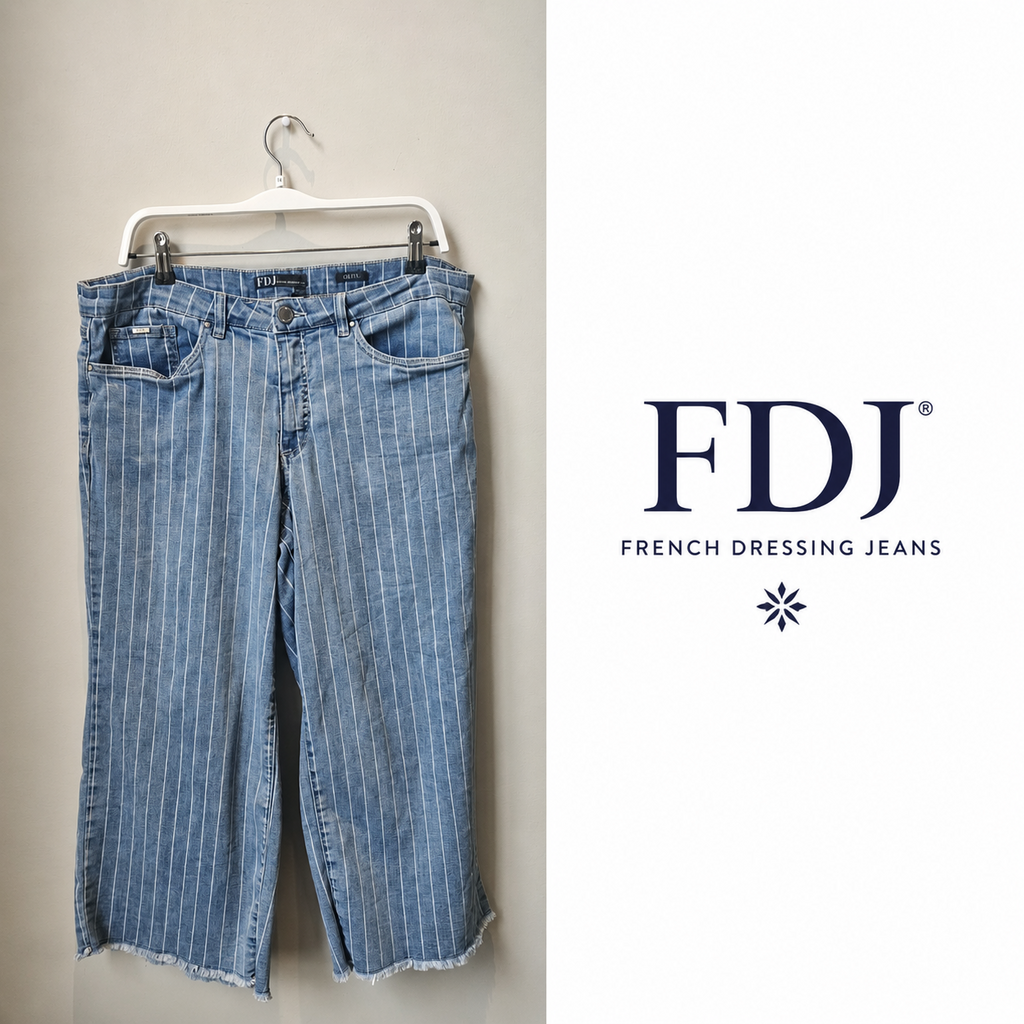 FDJ French Dressing Jeans Olivia Pinstripe Crop Jeans Size 14