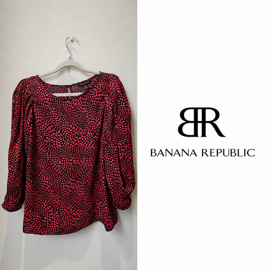 BANANA REPUBLIC Pink & Black Animal Print Blouse - Small