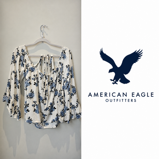 AMERICAN EAGLE OUTFITTERS Floral Peasant Blouse - Medium