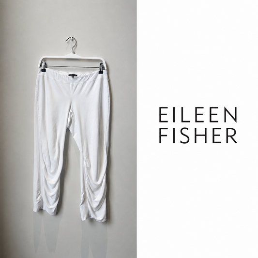 EILEEN FISHER Petite white ruched crop leggings/capris - Medium