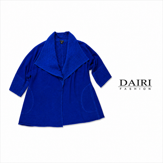 DAIRI Fashion Royal Blue Textured Open Jacket ~ Size 3X