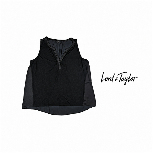 LORD & TAYLOR Black Sleeveless Mixed Media Blouse ~ 3X