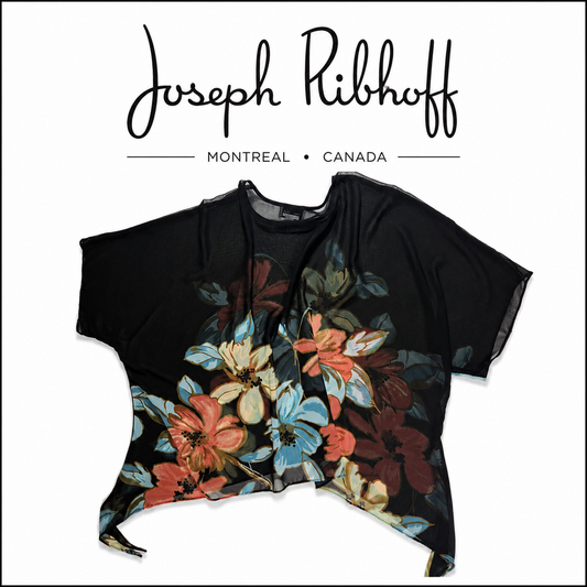 JOSEPH RIBKOFF Floral Sheer Top ~ XL
