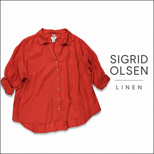 SIGRID OLSEN Linen Shirt - Size 3X