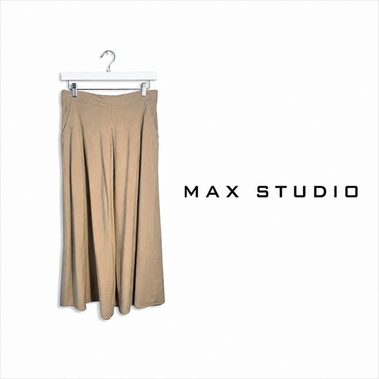 MAX STUDIO Beige Pull-On Midi Skirt - Large