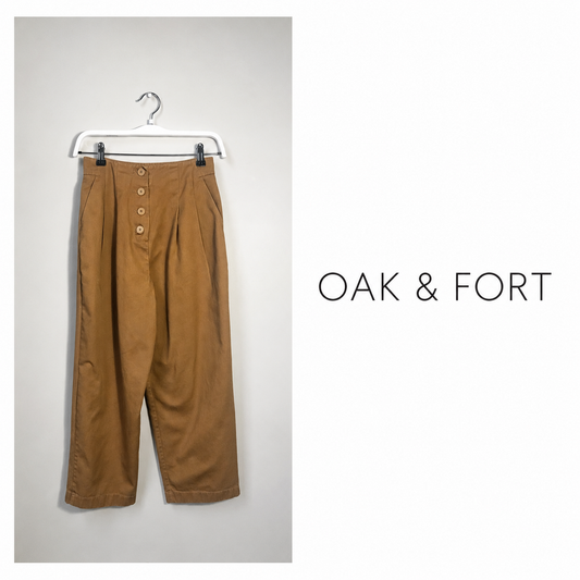 OAK + FORT Camel High Waisted Wide Leg Cropped Pants Size 2
