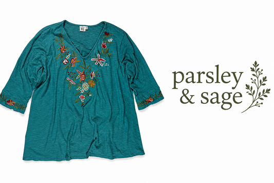 PARSLEY & SAGE Embroidered Floral Tunic ~ Size 3X