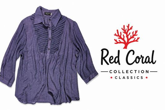 RED CORAL Purple Pintuck Button Blouse Size XXL