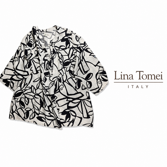 LINA TOMEI 100% Linen Blouse ~ Made in Italy ~ Size 2X
