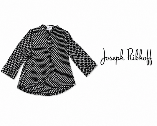 JOSEPH RIBKOFF Black & White Geometric Print Jacket Size 16
