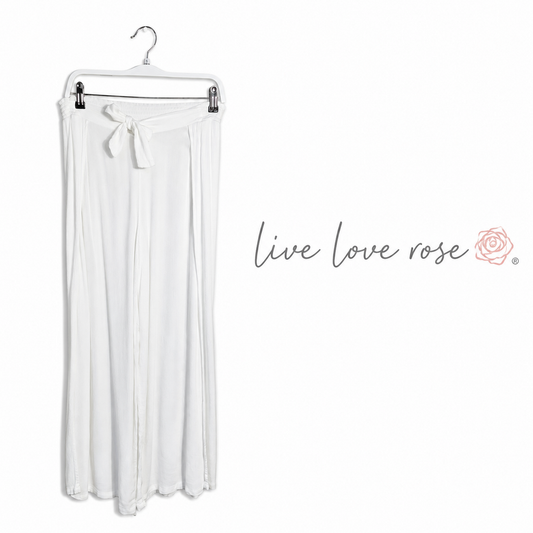 LIVE LOVE ROSE White Wide Leg Pull-On Pants ~ Small