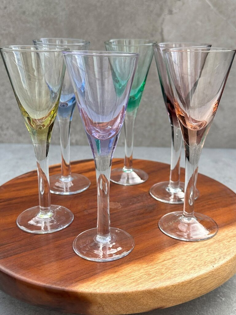 Rainbow Harlequin Cordial Glasses (6 pcs)