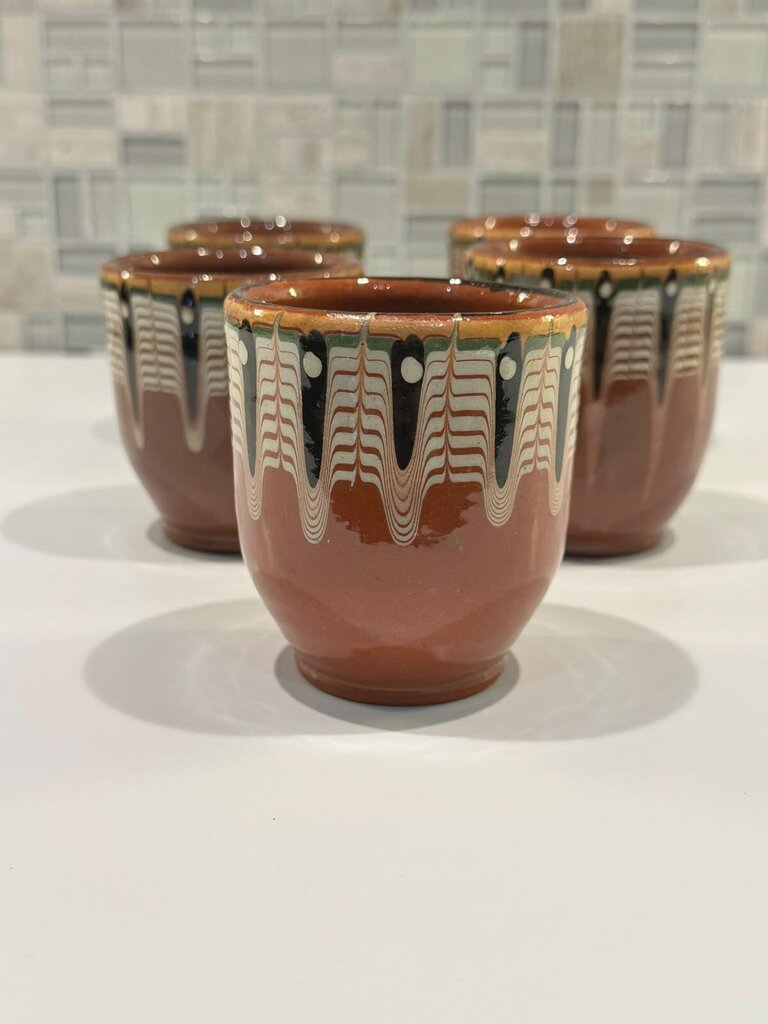 Handcrafted Terracotta Folk Art Cups Set of 5