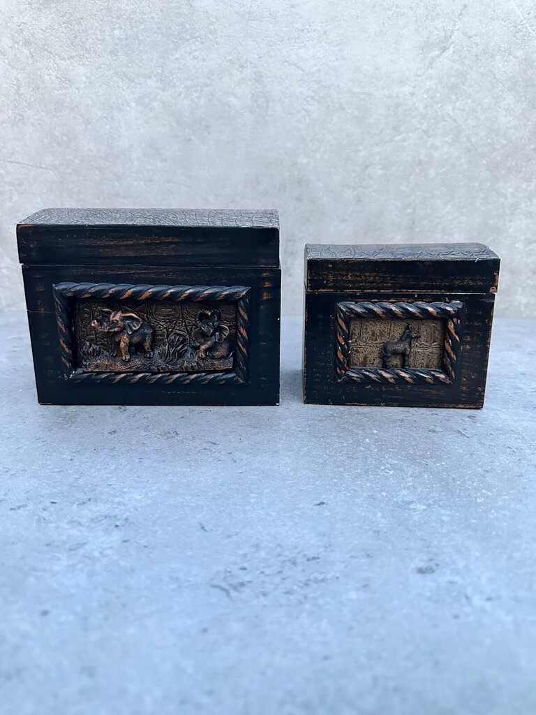 Elephant Wood Boxes (2 pcs)