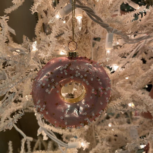 PINK GLITTER DONUT ORNAMENT