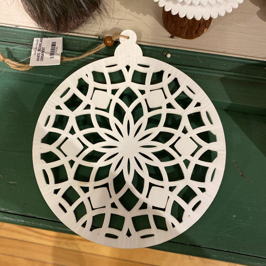 WHITE SNOWFLAKE BALL ORNAMENT