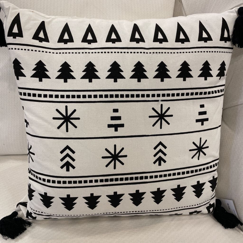 BLACK & WHITE SNOWFLAKE PILLOW