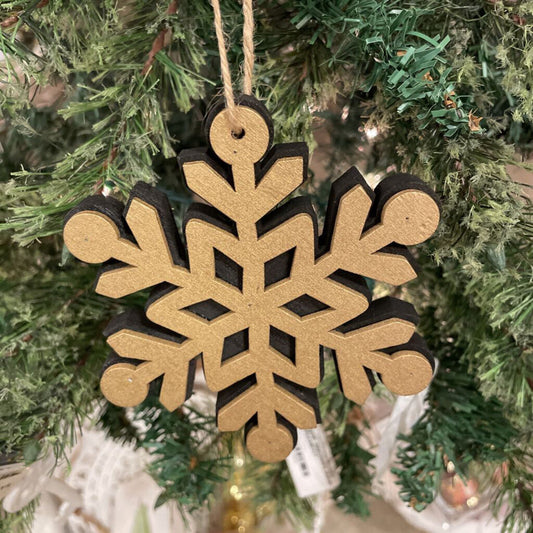 FLAT WOOD SNOWFLAKE - GOLD