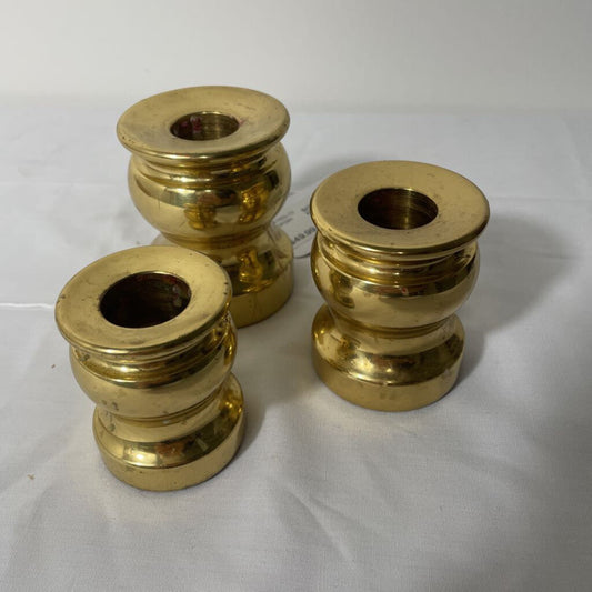 S/3 VTG BRASS CANDLE HOLDERS