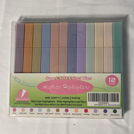 12-PACK MILD-COLOURED HIGHLIGHTERS