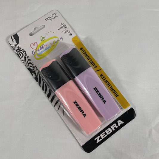 2-PACK ZEBRA HIGHLIGHTERS - PINK/PURPLE