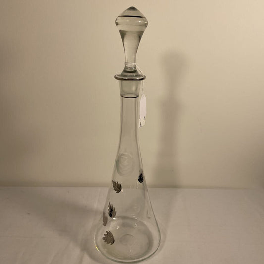 VTG SILVER & ETCHED GLASS DECANTER