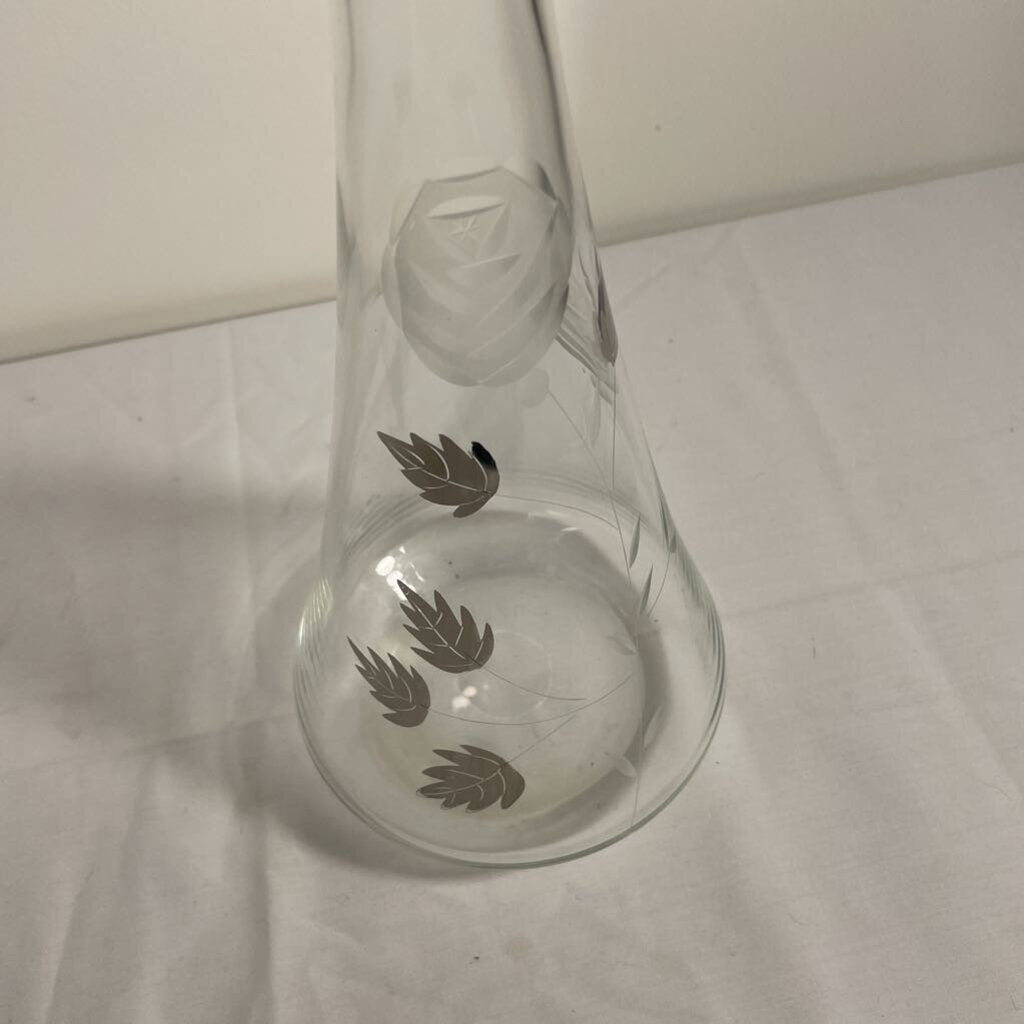 VTG SILVER & ETCHED GLASS DECANTER
