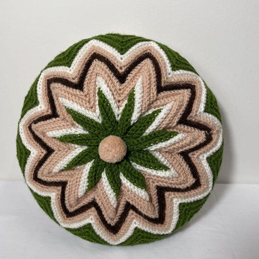 CROCHET GREEN & PINK PILLOW